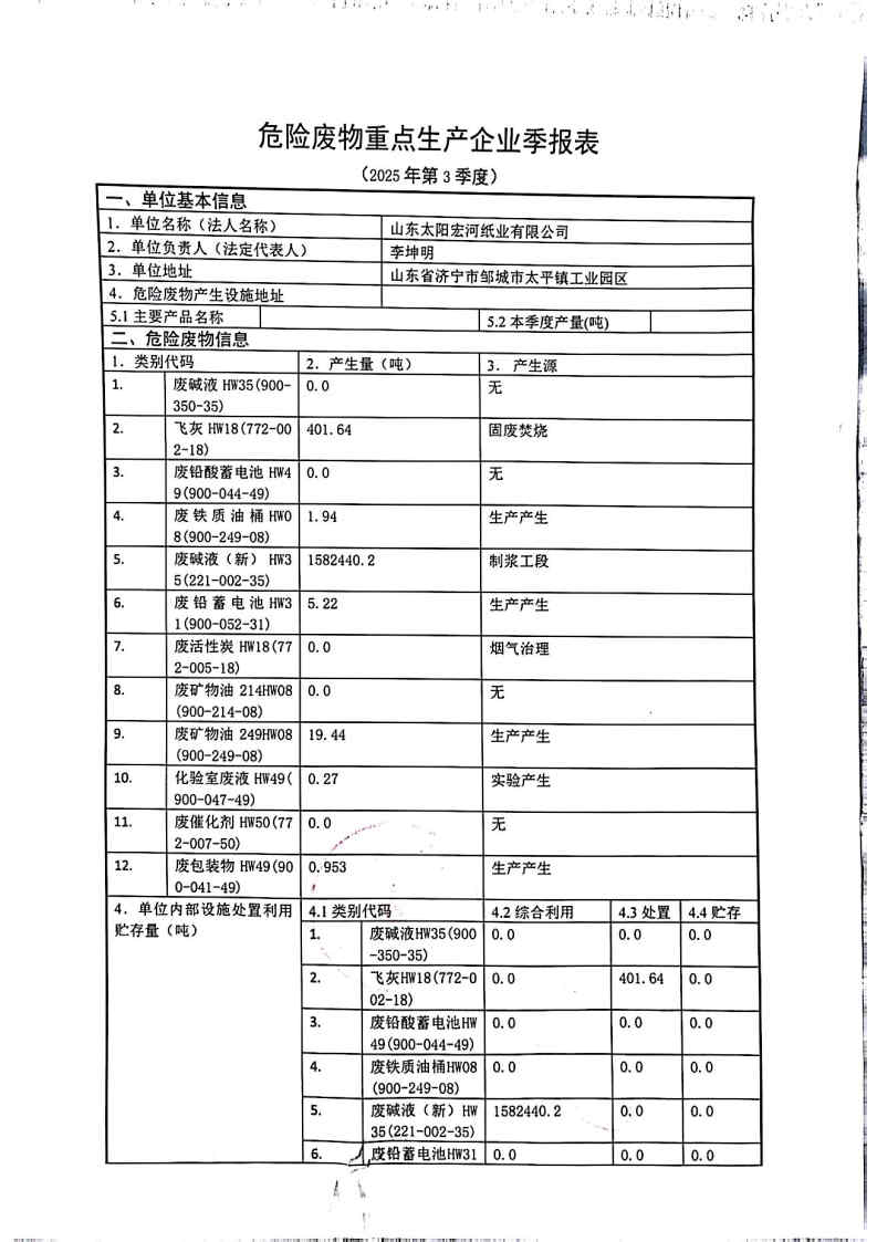 2025年8868体育手机端登录宏河纸业危险废物第三季度报表_Page1.jpg